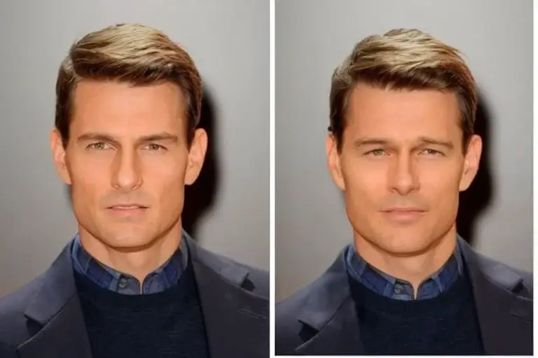 An individual utilizes replace face in video online free techno logy to seamlessly transform themselves into the likeness of a well-known Hollywood star.